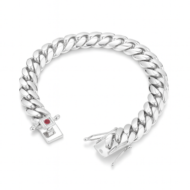Pulsera de Eslabones cubanos Plata 999- 10mm de ancho